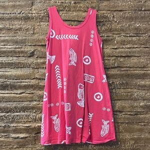 Flowy Pink Sleeveless Dress with Fish Print